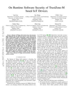 On Runtime Software Security of TrustZone-M based IoT Devices