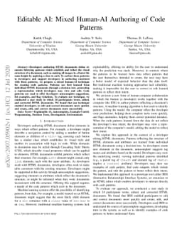 Editable AI: Mixed Human-AI Authoring of Code Patterns