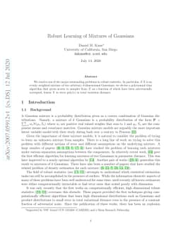 Robust Learning of Mixtures of Gaussians