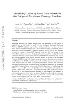 Probability Learning based Tabu Search for the Budgeted Maximum Coverage
  Problem