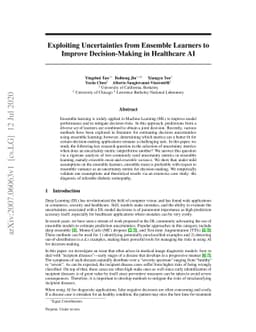 Exploiting Uncertainties from Ensemble Learners to Improve
  Decision-Making in Healthcare AI