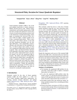 Structured Policy Iteration for Linear Quadratic Regulator