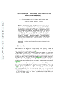 Complexity of Verification and Synthesis of Threshold Automata