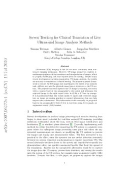 Screen Tracking for Clinical Translation of Live Ultrasound Image
  Analysis Methods