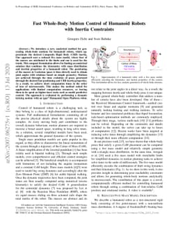 Fast Whole-Body Motion Control of Humanoid Robots with Inertia
  Constraints