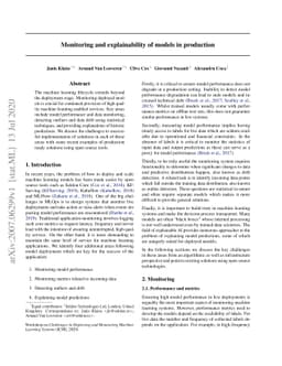 Monitoring and explainability of models in production