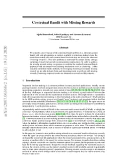 Contextual Bandit with Missing Rewards