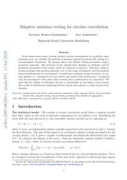 Adaptive minimax testing for circular convolution