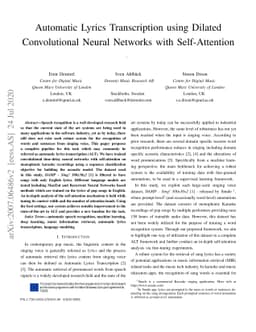 Automatic Lyrics Transcription using Dilated Convolutional Neural
  Networks with Self-Attention