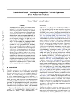 Prediction-Centric Learning of Independent Cascade Dynamics from Partial
  Observations