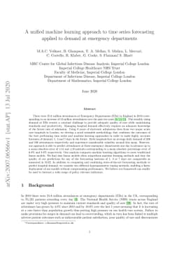 A unified machine learning approach to time series forecasting applied
  to demand at emergency departments