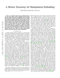 A Motion Taxonomy for Manipulation Embedding