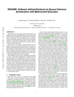 SESAME: Software defined Enclaves to Secure Inference Accelerators with
  Multi-tenant Execution