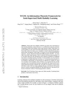 TCGM: An Information-Theoretic Framework for Semi-Supervised
  Multi-Modality Learning