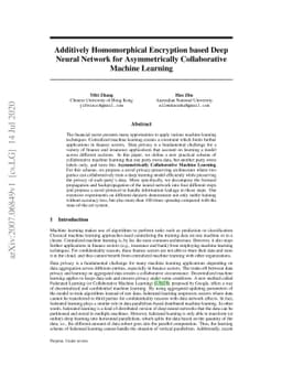 Additively Homomorphical Encryption based Deep Neural Network for
  Asymmetrically Collaborative Machine Learning