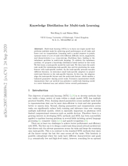 Knowledge Distillation for Multi-task Learning
