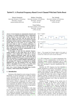 TurboCC: A Practical Frequency-Based Covert Channel With Intel Turbo
  Boost