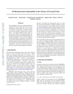Predicting feature imputability in the absence of ground truth