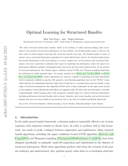 Optimal Learning for Structured Bandits