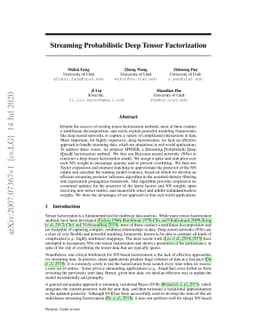 Streaming Probabilistic Deep Tensor Factorization