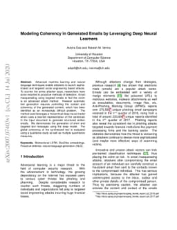 Modeling Coherency in Generated Emails by Leveraging Deep Neural
  Learners