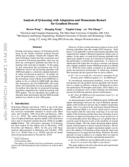 Analysis of Q-learning with Adaptation and Momentum Restart for Gradient
  Descent