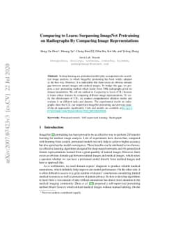 Comparing to Learn: Surpassing ImageNet Pretraining on Radiographs By
  Comparing Image Representations