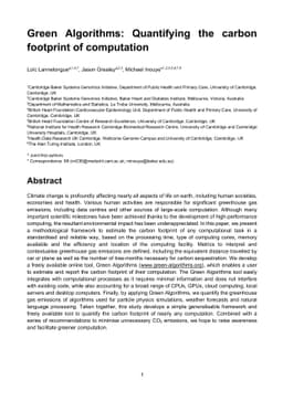 Green Algorithms: Quantifying the carbon footprint of computation