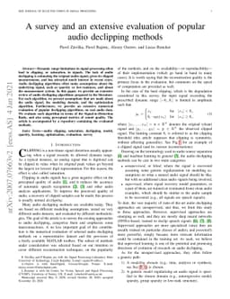 A survey and an extensive evaluation of popular audio declipping methods