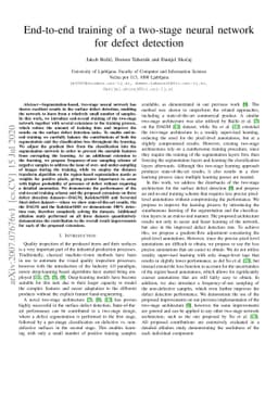 End-to-end training of a two-stage neural network for defect detection