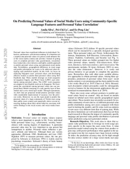 On Predicting Personal Values of Social Media Users using
  Community-Specific Language Features and Personal Value Correlation