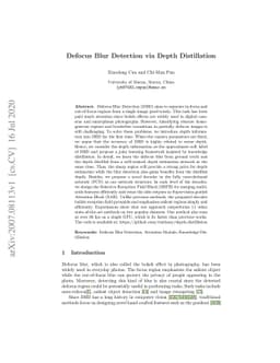 Defocus Blur Detection via Depth Distillation
