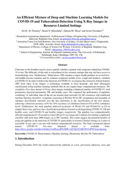 An Efficient Mixture of Deep and Machine Learning Models for COVID-19
  and Tuberculosis Detection Using X-Ray Images in Resource Limited Settings