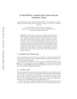 A high fidelity synthetic face framework for computer vision