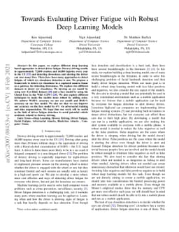Towards Evaluating Driver Fatigue with Robust Deep Learning Models