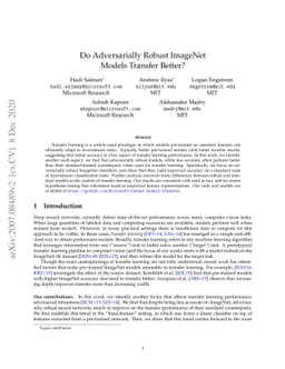 Do Adversarially Robust ImageNet Models Transfer Better?