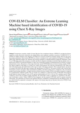 COV-ELM classifier: An Extreme Learning Machine based identification of
  COVID-19 using Chest X-Ray Images