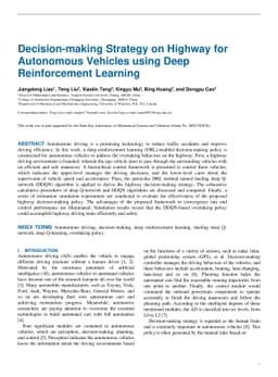 Decision-making Strategy on Highway for Autonomous Vehicles using Deep
  Reinforcement Learning