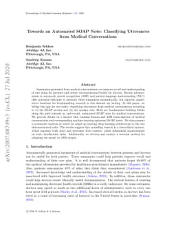 Towards an Automated SOAP Note: Classifying Utterances from Medical
  Conversations