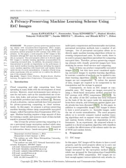 A Privacy-Preserving Machine Learning Scheme Using EtC Images