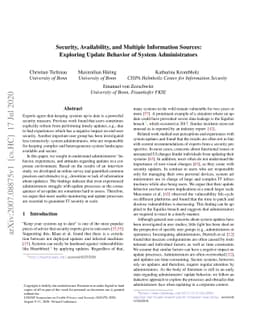 Security, Availability, and Multiple Information Sources: Exploring
  Update Behavior of System Administrators