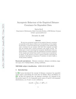 Asymptotic Behaviour of the Empirical Distance Covariance for Dependent
  Data