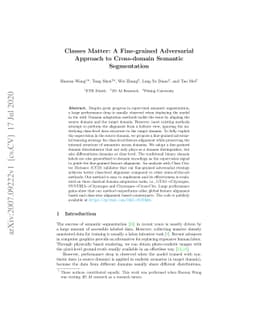 Classes Matter: A Fine-grained Adversarial Approach to Cross-domain
  Semantic Segmentation