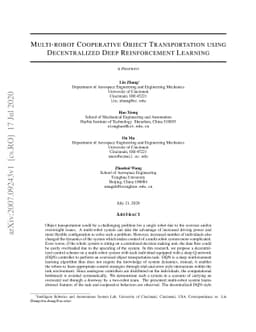 Multi-robot Cooperative Object Transportation using Decentralized Deep
  Reinforcement Learning