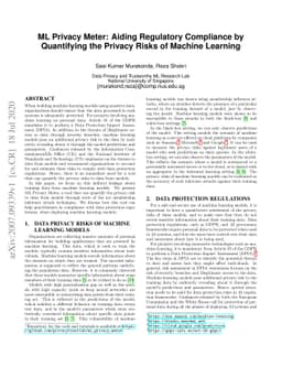 ML Privacy Meter: Aiding Regulatory Compliance by Quantifying the
  Privacy Risks of Machine Learning
