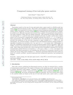 Compressed sensing of low-rank plus sparse matrices