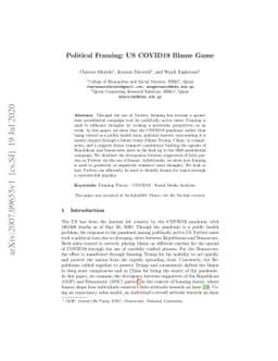 Political Framing: US COVID19 Blame Game