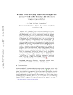 Unified cross-modality feature disentangler for unsupervised
  multi-domain MRI abdomen organs segmentation