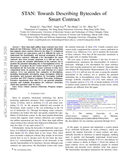 STAN: Towards Describing Bytecodes of Smart Contract
