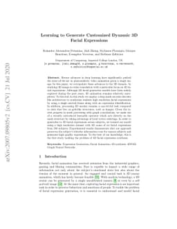 Learning to Generate Customized Dynamic 3D Facial Expressions